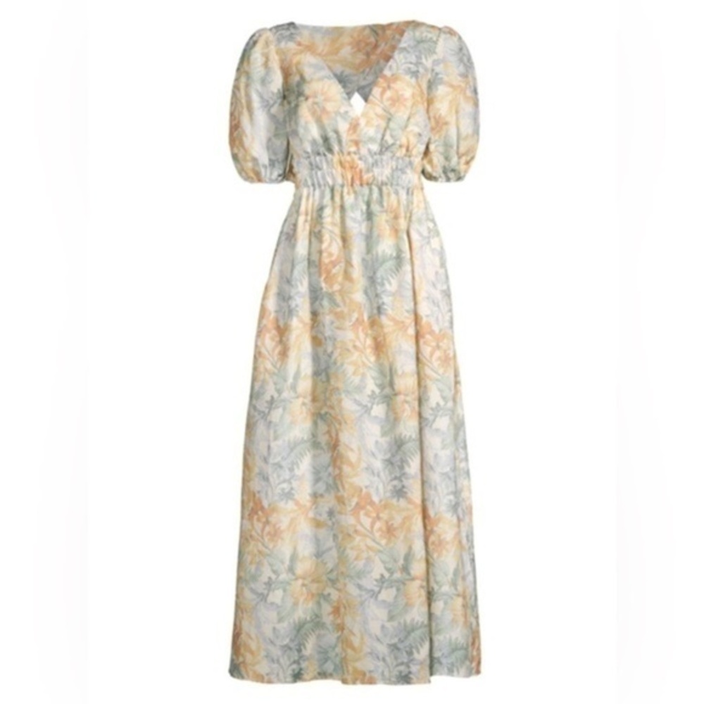 Significant Other Elina Maxi Dress Island Bouquet Floral Linen Open Back NWT 8